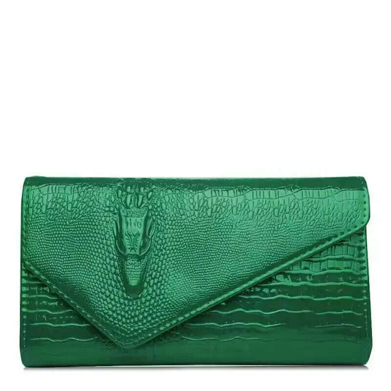 KIMLUD, Luxury Crocodile Bags Women Leather Chain Crossbody Bags For Women New 2023 Brand Handbags Shoulder Bags Messenger Female Clutch, green, KIMLUD APPAREL - Womens Clothes