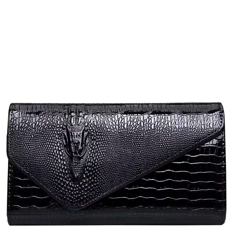 KIMLUD, Luxury Crocodile Bags Women Leather Chain Crossbody Bags For Women New 2023 Brand Handbags Shoulder Bags Messenger Female Clutch, black, KIMLUD APPAREL - Womens Clothes