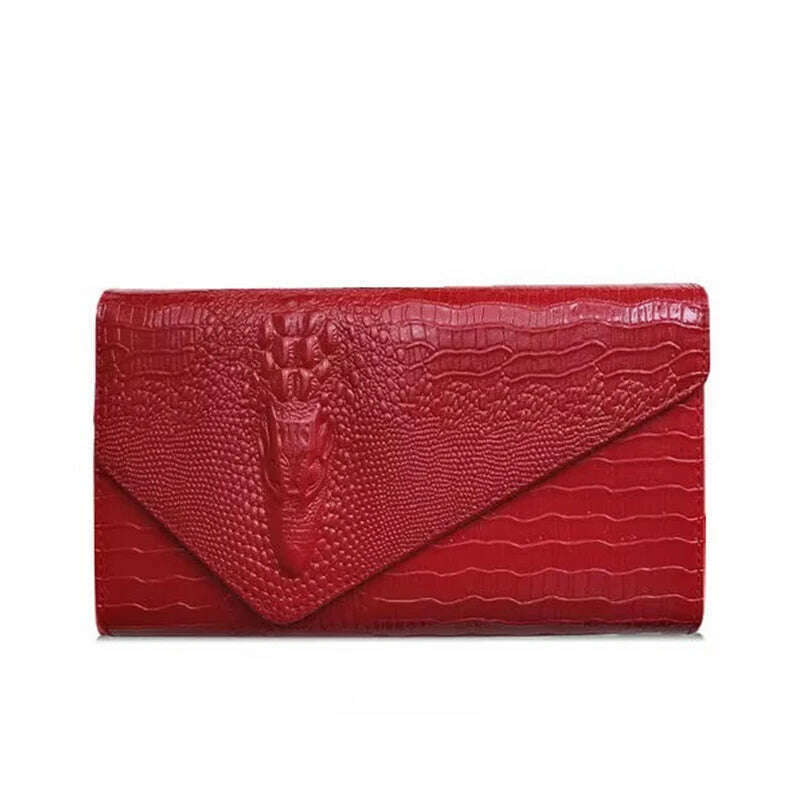 KIMLUD, Luxury Crocodile Bags Women Leather Chain Crossbody Bags For Women New 2023 Brand Handbags Shoulder Bags Messenger Female Clutch, red, KIMLUD APPAREL - Womens Clothes