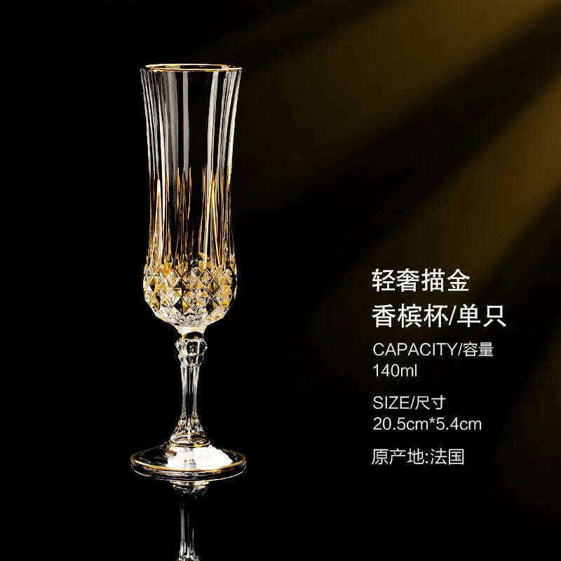 Luxury Crystal Wine Glasses Gold Foil Crystal Shot Glasses Champagne Glasses Wine Goblet Water Cup for Bar Wedding Party Glass - KIMLUD