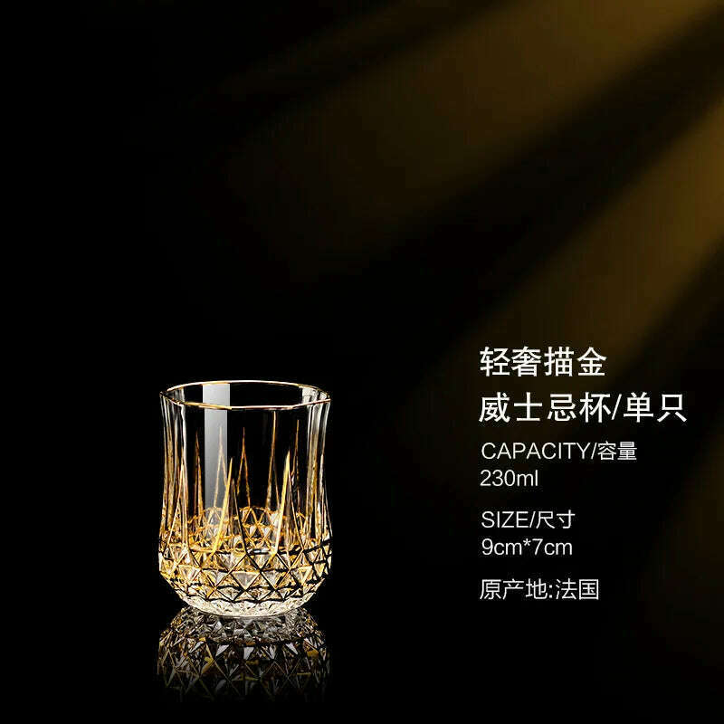 Luxury Crystal Wine Glasses Gold Foil Crystal Shot Glasses Champagne Glasses Wine Goblet Water Cup for Bar Wedding Party Glass - KIMLUD