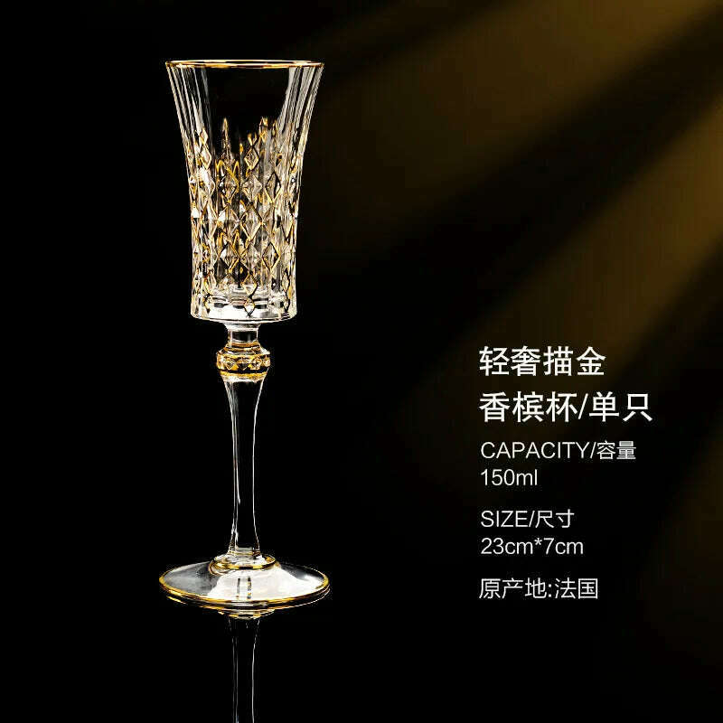 Luxury Crystal Wine Glasses Gold Foil Crystal Shot Glasses Champagne Glasses Wine Goblet Water Cup for Bar Wedding Party Glass - KIMLUD