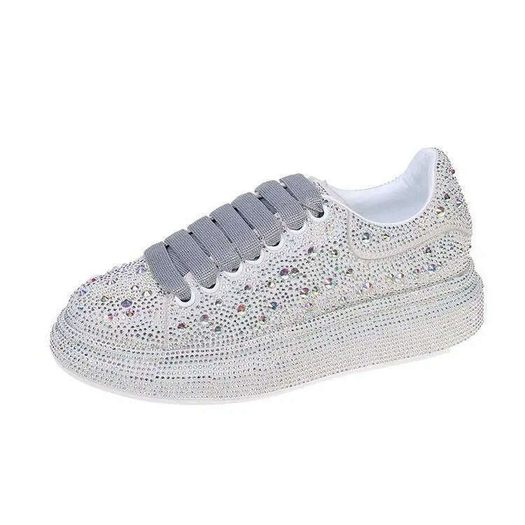 KIMLUD, Luxury Crystal Women Causal Shoes Designer Platform Woman-shoes Belt Diamond Casual Sports Shoes Rhinestone Fashion Heels 35-42, MULTI / 42, KIMLUD APPAREL - Womens Clothes