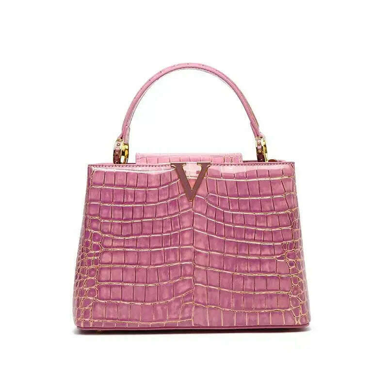 KIMLUD, Luxury Designer Brand bolsa feminina 2023 New High-quality сумка Leather Crocodile Print Shoulder Handbags for Women 가방 Hot Sell, T-101 Pink, KIMLUD APPAREL - Womens Clothes