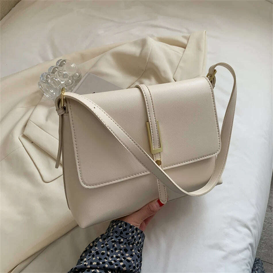 KIMLUD, Luxury Designer Handbags Purses Women Fashion Shoulder Bags High Quality Leather Crossbody Messenger Bags for Female Sac A Main, Beige, KIMLUD APPAREL - Womens Clothes