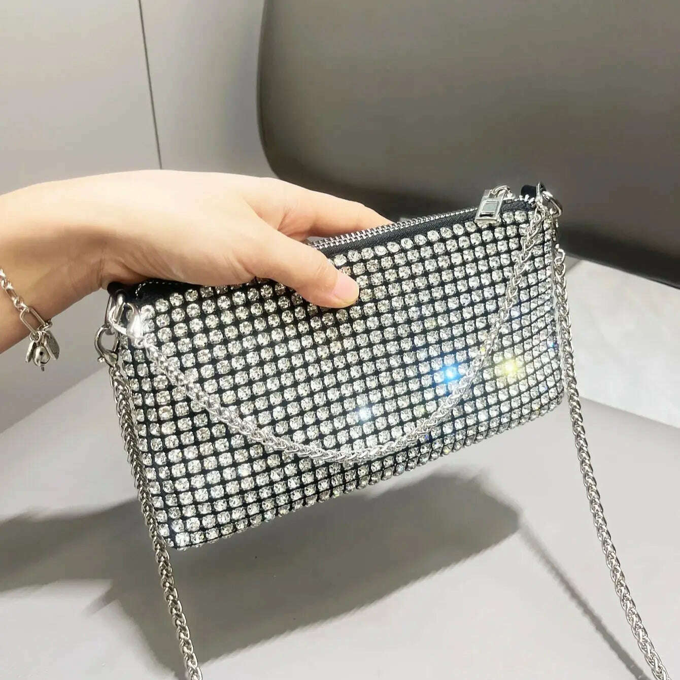 Luxury Designer Rhinestones Clutch Purse Bag for women handle bag Shoulder Bag Purse - KIMLUD