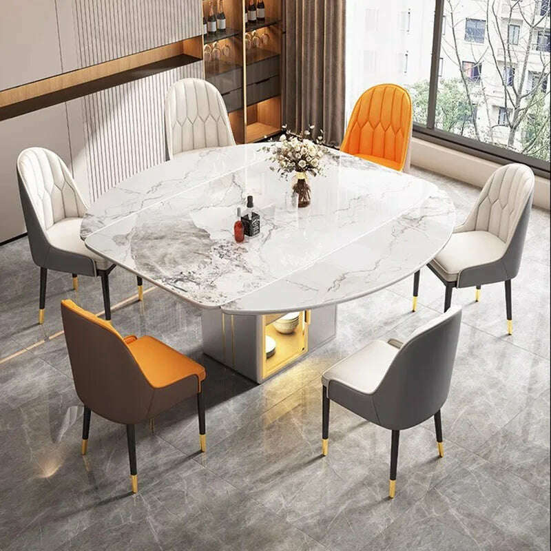 KIMLUD, Luxury Extendable Dining Table Nordic Modern Living Room Dining Table Minimalist Design Mesa De Comedor Kitchen Furniture, KIMLUD Womens Clothes