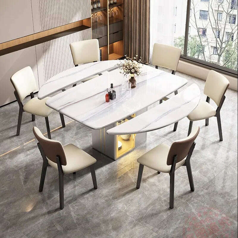 KIMLUD, Luxury Extendable Dining Table Nordic Modern Living Room Dining Table Minimalist Design Mesa De Comedor Kitchen Furniture, KIMLUD Womens Clothes