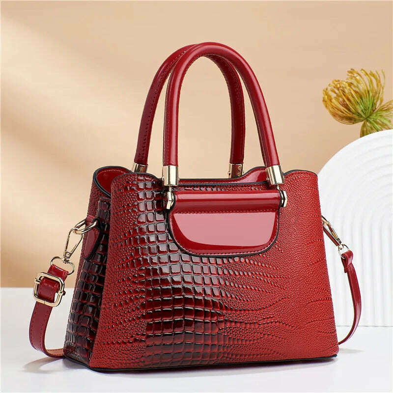 KIMLUD, Luxury Fashion Commuting Single-Shoulder Crossbody Bag Crocodile Pattern Leather Women's Handbags Retro Casual Storage Satchel, KIMLUD Womens Clothes