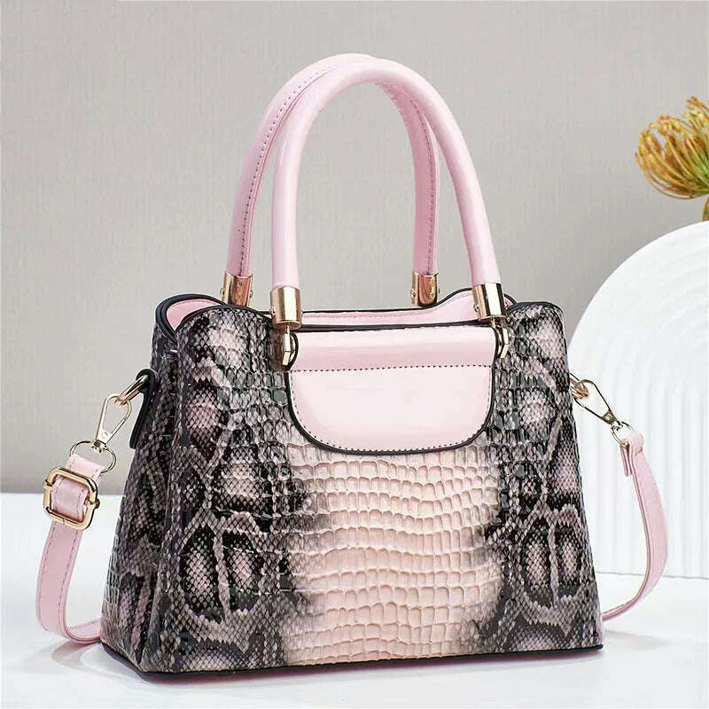 KIMLUD, Luxury Fashion Commuting Single-Shoulder Crossbody Bag Crocodile Pattern Leather Women's Handbags Retro Casual Storage Satchel, KIMLUD Womens Clothes