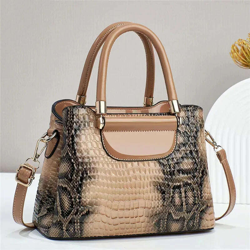 KIMLUD, Luxury Fashion Commuting Single-Shoulder Crossbody Bag Crocodile Pattern Leather Women's Handbags Retro Casual Storage Satchel, KIMLUD Womens Clothes