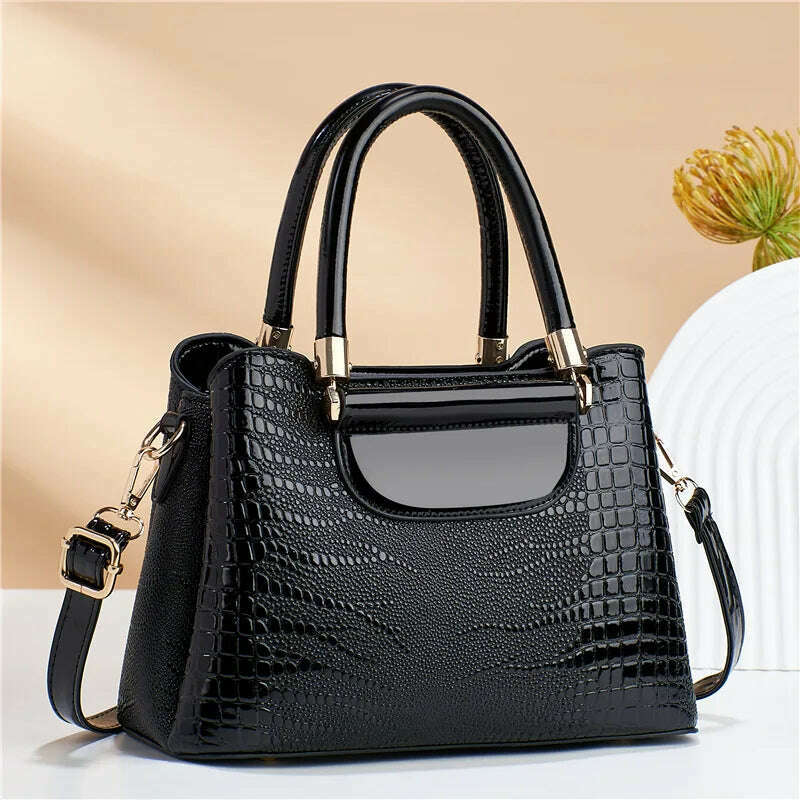 KIMLUD, Luxury Fashion Commuting Single-Shoulder Crossbody Bag Crocodile Pattern Leather Women's Handbags Retro Casual Storage Satchel, KIMLUD Womens Clothes