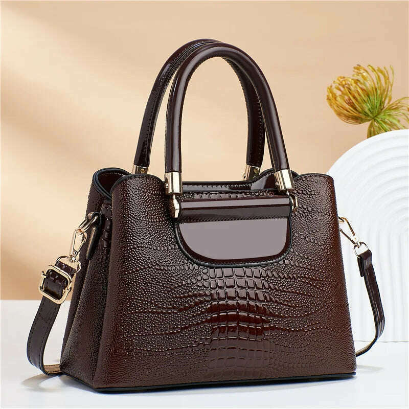 KIMLUD, Luxury Fashion Commuting Single-Shoulder Crossbody Bag Crocodile Pattern Leather Women's Handbags Retro Casual Storage Satchel, KIMLUD Womens Clothes