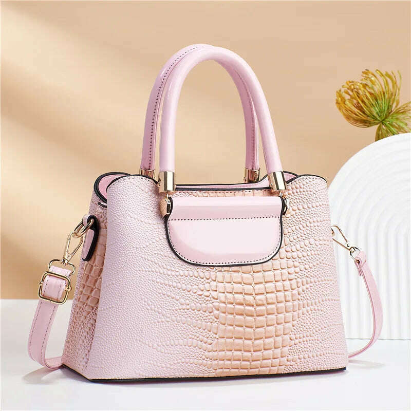 KIMLUD, Luxury Fashion Commuting Single-Shoulder Crossbody Bag Crocodile Pattern Leather Women's Handbags Retro Casual Storage Satchel, KIMLUD Womens Clothes