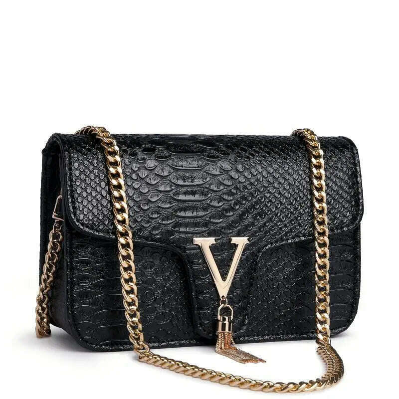 KIMLUD, Luxury Handbags Women's Bags Brand Fashion V Chain Shoulder Crossbody Bags For Women Sac A Main Femme De Marque Luxe Cuir 2023, black, KIMLUD APPAREL - Womens Clothes