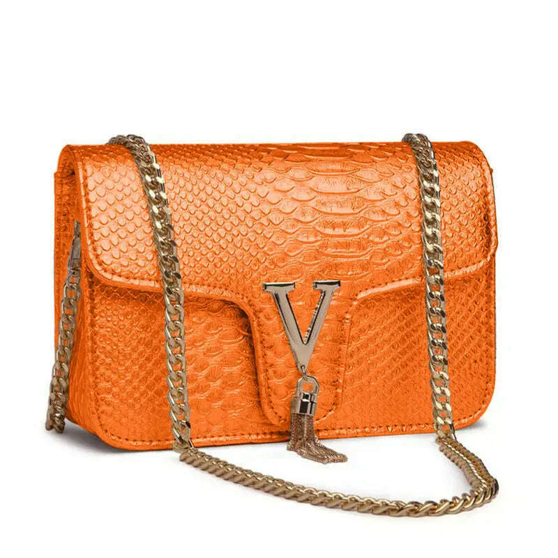 KIMLUD, Luxury Handbags Women's Bags Brand Fashion V Chain Shoulder Crossbody Bags For Women Sac A Main Femme De Marque Luxe Cuir 2023, orange, KIMLUD APPAREL - Womens Clothes