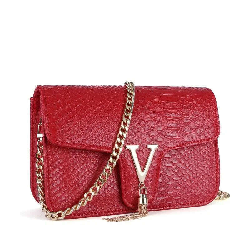 KIMLUD, Luxury Handbags Women's Bags Brand Fashion V Chain Shoulder Crossbody Bags For Women Sac A Main Femme De Marque Luxe Cuir 2023, red, KIMLUD APPAREL - Womens Clothes