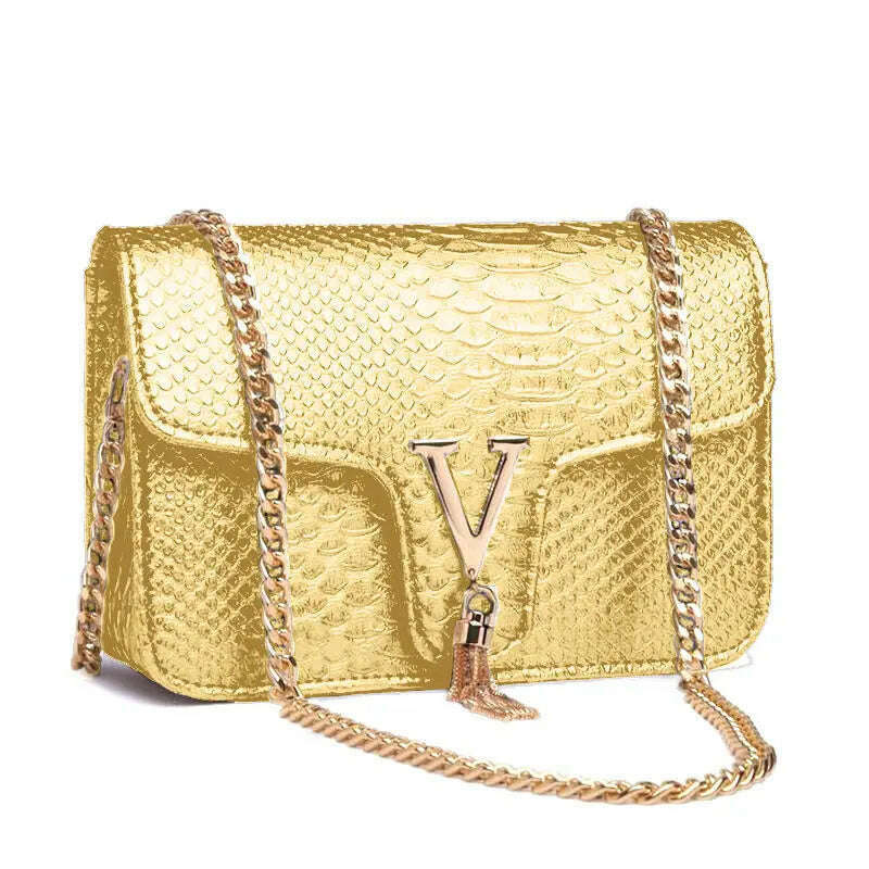 KIMLUD, Luxury Handbags Women's Bags Brand Fashion V Chain Shoulder Crossbody Bags For Women Sac A Main Femme De Marque Luxe Cuir 2023, Yellow-Gold, KIMLUD APPAREL - Womens Clothes