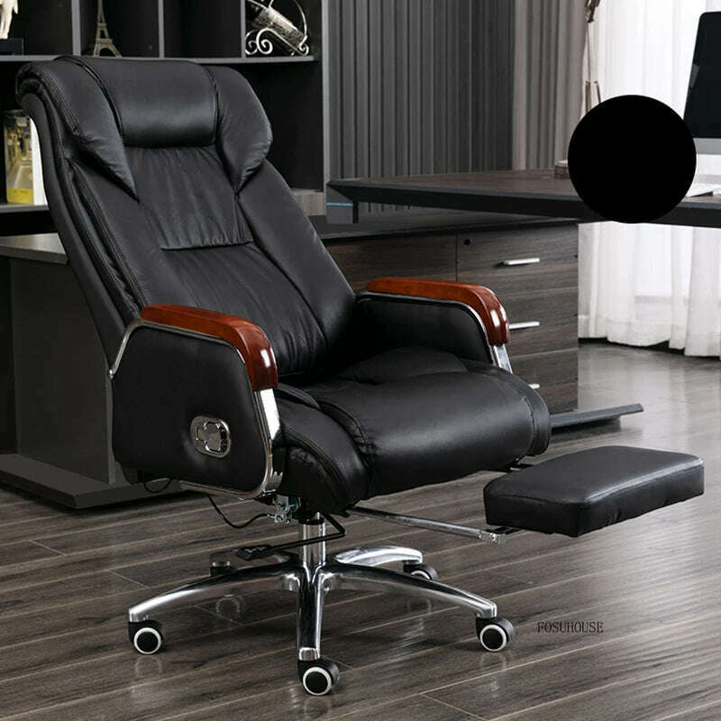 Luxury High Back Office Chairs with Massage Comfortable Ergonomic Recliner Home Office Boss Chairs High-end Lifting Swivel Chair - KIMLUD