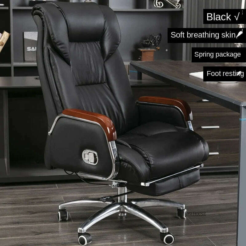 KIMLUD, Luxury High Back Office Chairs with Massage Comfortable Ergonomic Recliner Home Office Boss Chairs High-end Lifting Swivel Chair, black-C, KIMLUD APPAREL - Womens Clothes