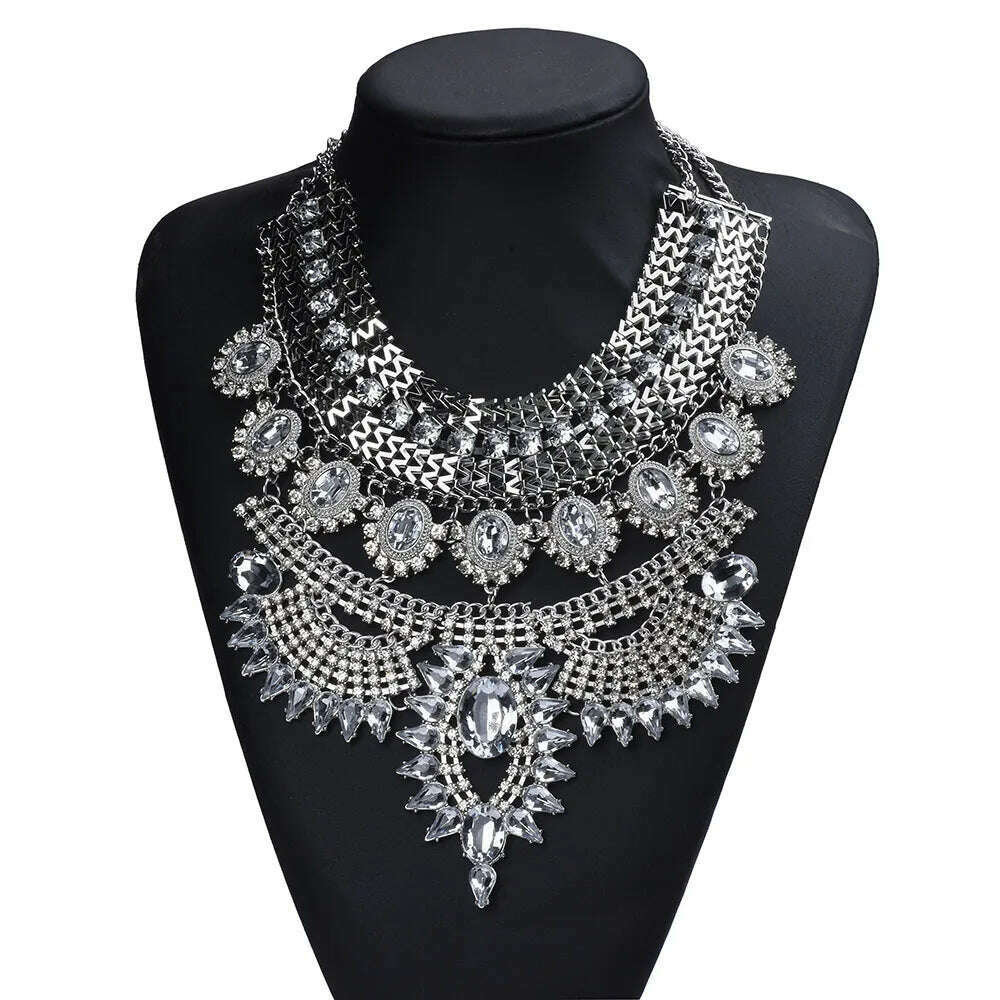 KIMLUD, Luxury Maxi Metal Necklaces Vintage Crystal Choker Party Statement Female Punk Necklace Fashion Wholesale Women Jewelry, KIMLUD Womens Clothes