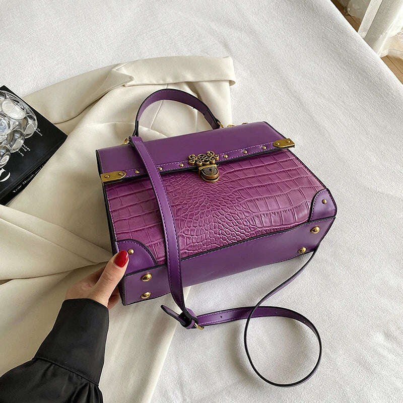 KIMLUD, Luxury Purple Handbag Classic Women Bag 2024 New Designer Shoulder Bag High Quality Solid Pu Leather Crossbody Small Square Bag, purple / (20cm<Max Length<30cm) / CHINA, KIMLUD APPAREL - Womens Clothes