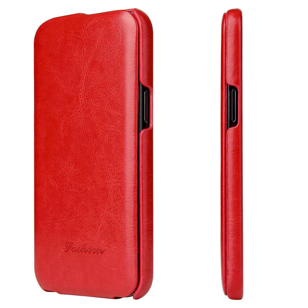 KIMLUD, Luxury R64 Genuine Leather Flip Case For iPhone 16 15 14 13 12 11 Pro Max 7 8 X XS XR XS Cover, Red / For iPhone 16 Pro, KIMLUD APPAREL - Womens Clothes