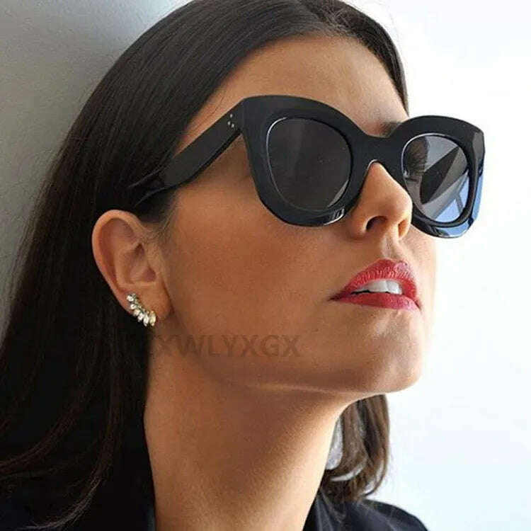 Luxury Rectangle sunglasses women brand designer retro cat eye sun glasses Female Eyewear UV400 oculos - KIMLUD