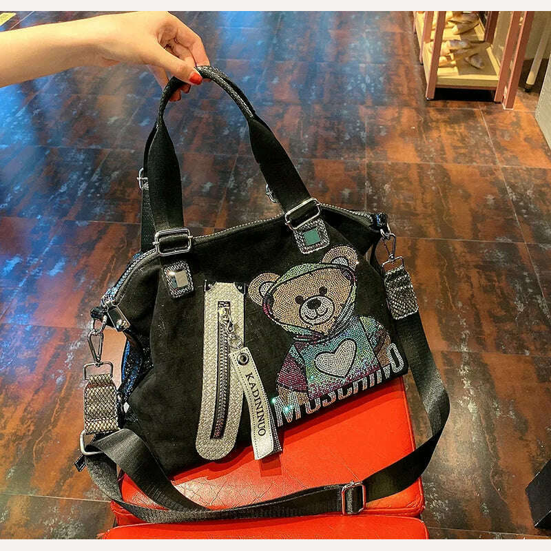 Luxury Rhinestone Designer Handbags Brand 2021 Fashion Diamond Crossbody Bags High Capacity Women Bear Shoulder Bag Sac A Main - KIMLUD