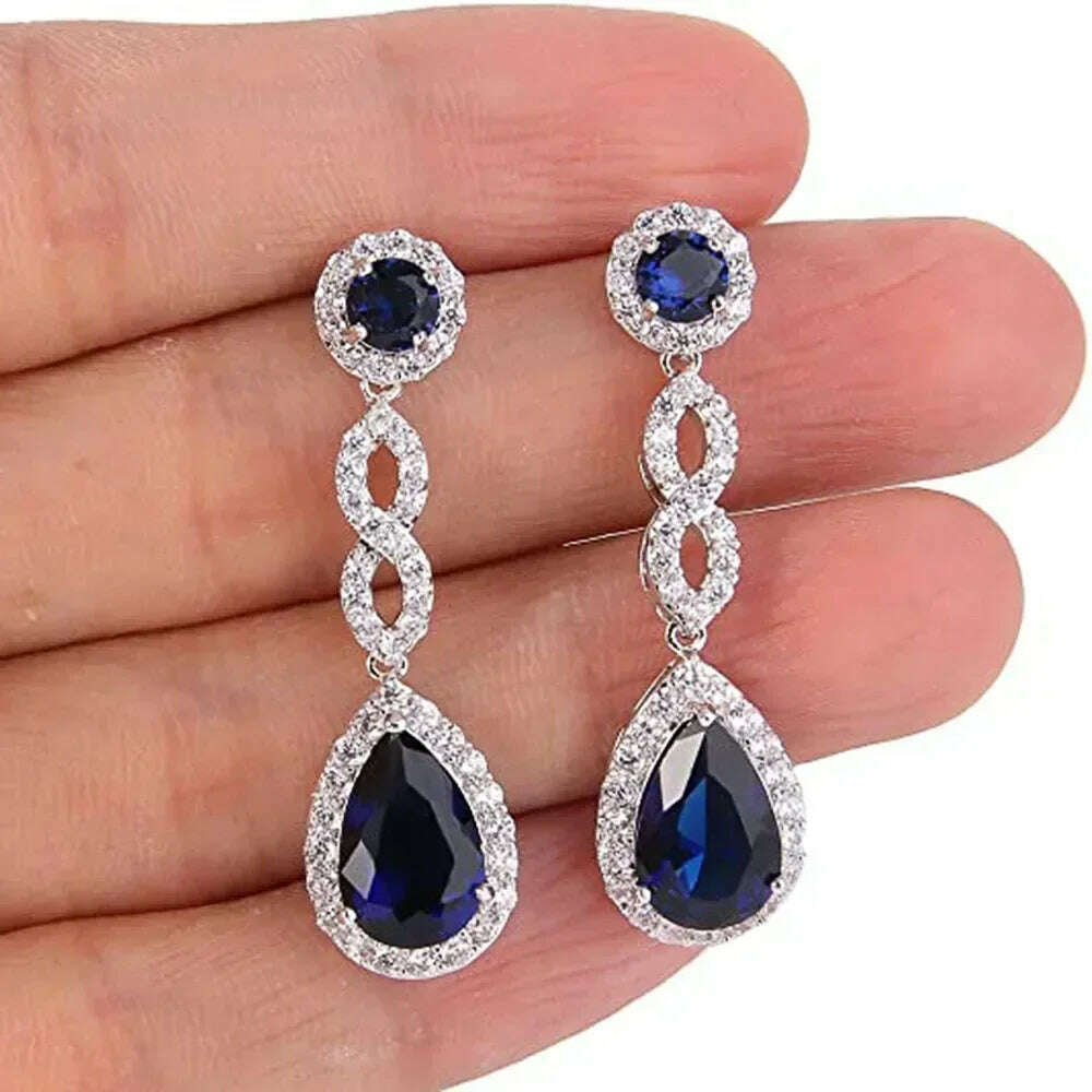 KIMLUD, Luxury Square Purple Cubic Zirconia Crystal Earrings  for Women New FashionExquisite Fashion Gold Color Dangle  Wedding Jewelry, E1953, KIMLUD APPAREL - Womens Clothes