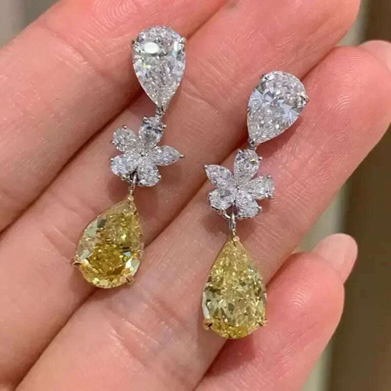 KIMLUD, Luxury Square Purple Cubic Zirconia Crystal Earrings  for Women New FashionExquisite Fashion Gold Color Dangle  Wedding Jewelry, E2175, KIMLUD APPAREL - Womens Clothes