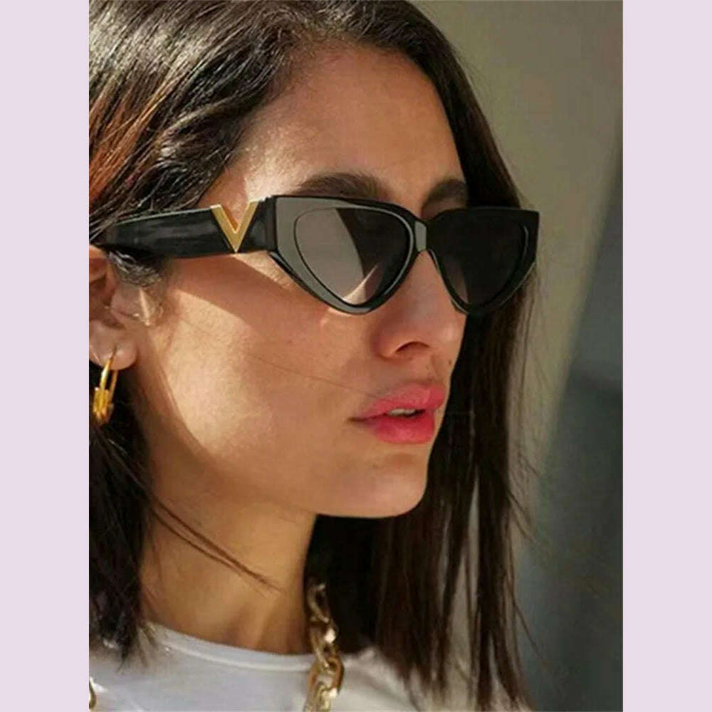 KIMLUD, Luxury Vintage Cat Eyt Sunglasses Women 2023 Fashion V Brand Designer Cateye Sun Glasses Female Eyewear UV400 Gafas De Sol Mujer, KIMLUD Womens Clothes