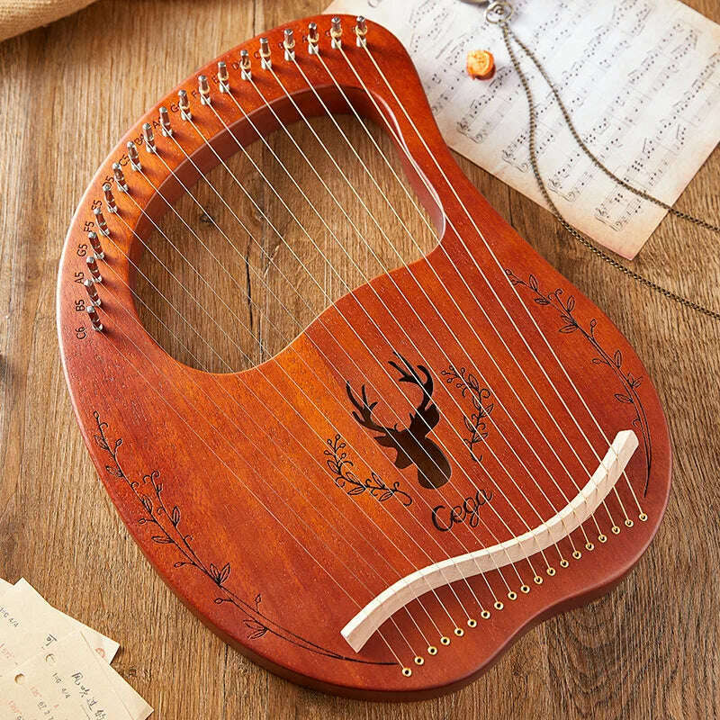 Lyre Harp 10/16/19/21/24 Strings Piano Harp Lyre Harp Mahogany Stringed Musical Instrument With Tuning Wrench Spare Strings - KIMLUD