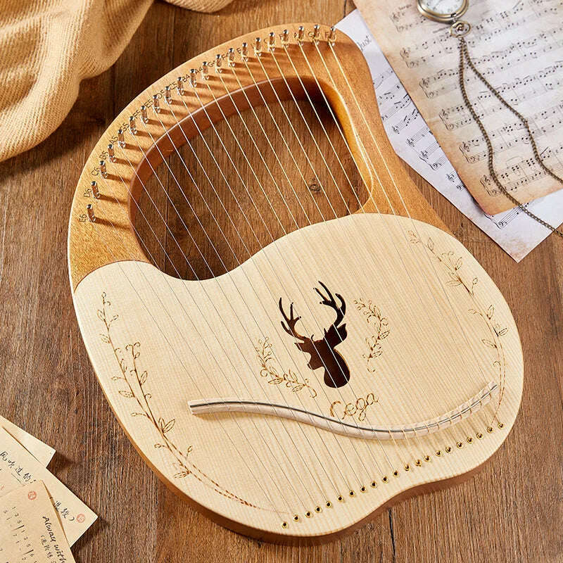 Lyre Harp 10/16/19/21/24 Strings Piano Harp Lyre Harp Mahogany Stringed Musical Instrument With Tuning Wrench Spare Strings - KIMLUD