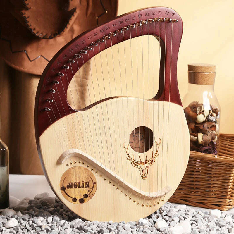 Lyre Harp 10/16/19/21/24 Strings Piano Harp Lyre Harp Mahogany Stringed Musical Instrument With Tuning Wrench Spare Strings - KIMLUD