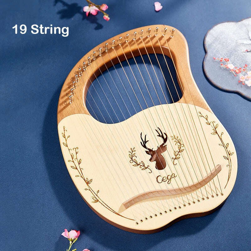 KIMLUD, Lyre Harp 10/16/19/21/24 Strings Piano Harp Lyre Harp Mahogany Stringed Musical Instrument With Tuning Wrench Spare Strings, 19 strings 2, KIMLUD APPAREL - Womens Clothes