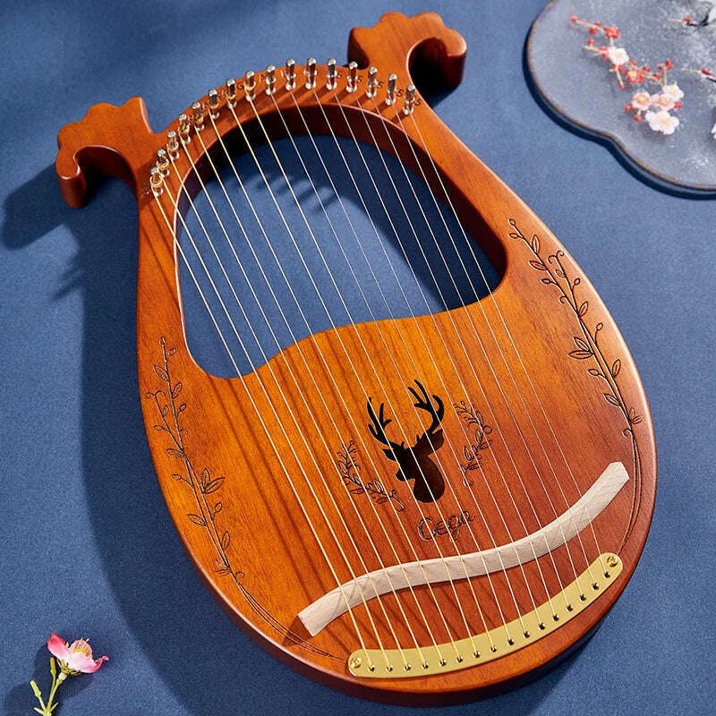 Lyre Harp 10/16/19/21/24 Strings Piano Harp Lyre Harp Mahogany Stringed Musical Instrument With Tuning Wrench Spare Strings - KIMLUD