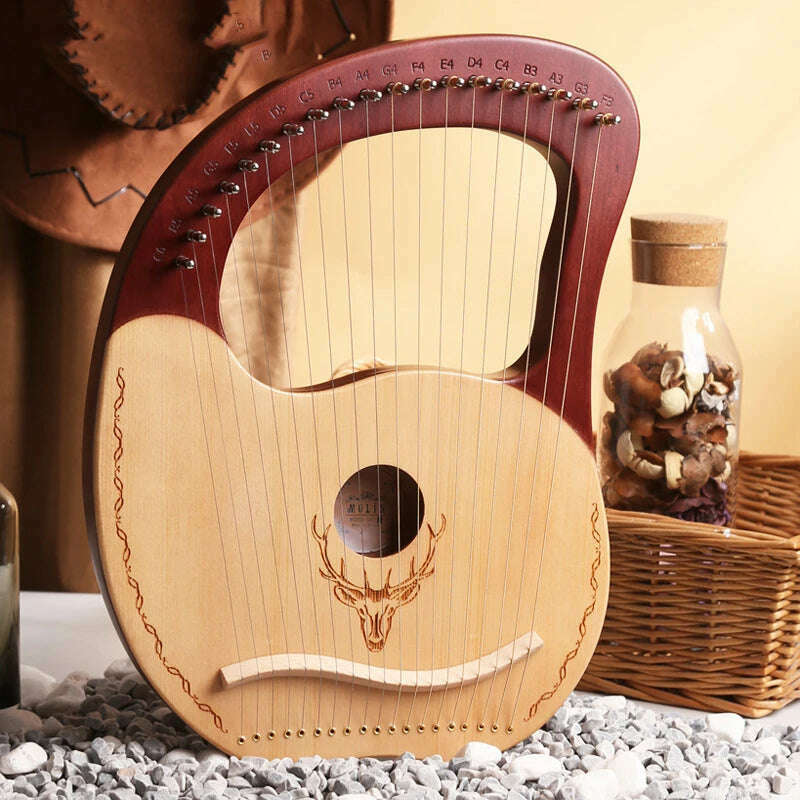 Lyre Harp 10/16/19/21/24 Strings Piano Harp Lyre Harp Mahogany Stringed Musical Instrument With Tuning Wrench Spare Strings - KIMLUD