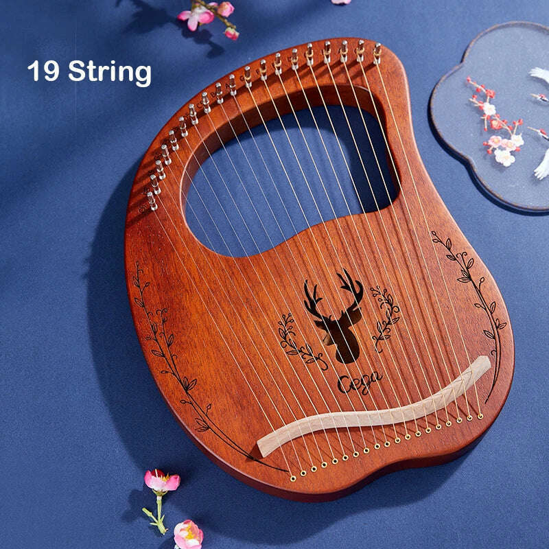 Lyre Harp 10/16/19/21/24 Strings Piano Harp Lyre Harp Mahogany Stringed Musical Instrument With Tuning Wrench Spare Strings - KIMLUD