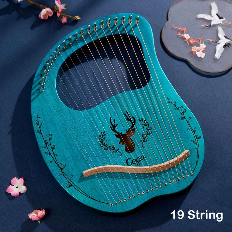 KIMLUD, Lyre Harp 10/16/19/21/24 Strings Piano Harp Lyre Harp Mahogany Stringed Musical Instrument With Tuning Wrench Spare Strings, 19 strings 6, KIMLUD APPAREL - Womens Clothes