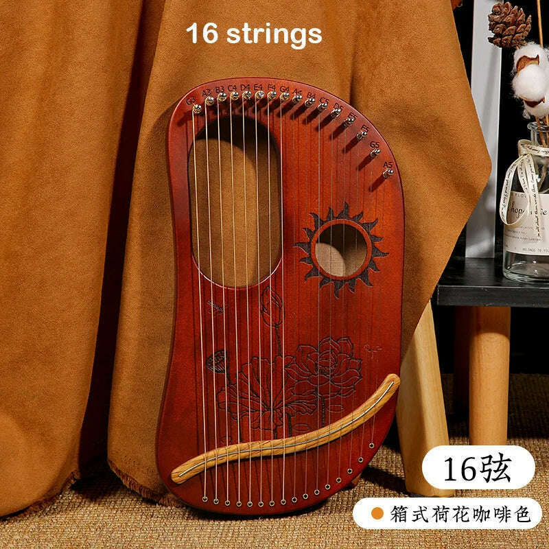 Lyre Harp 10/16/19/21/24 Strings Piano Harp Lyre Harp Mahogany Stringed Musical Instrument With Tuning Wrench Spare Strings - KIMLUD