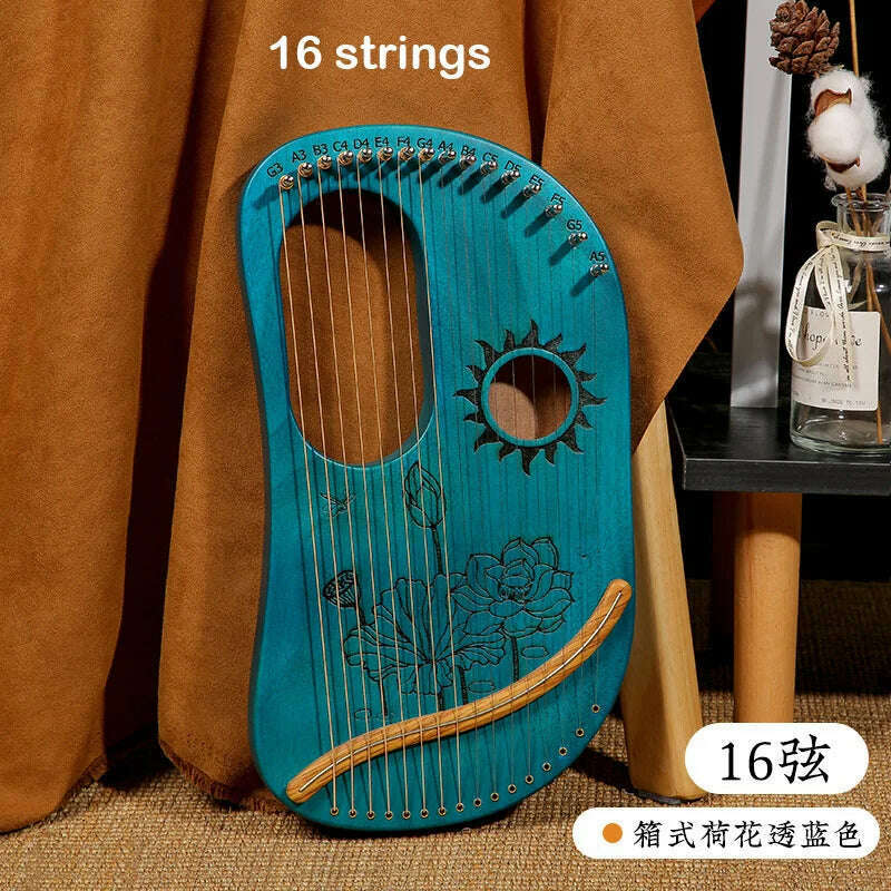 KIMLUD, Lyre Harp 10/16/19/21/24 Strings Piano Harp Lyre Harp Mahogany Stringed Musical Instrument With Tuning Wrench Spare Strings, 16 strings 3, KIMLUD APPAREL - Womens Clothes