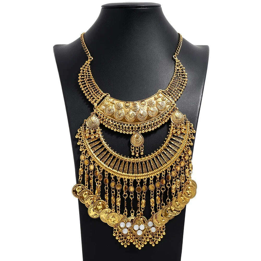 LZHLQ Women Necklace Vintage Statement Necklaces Pendants Bohemia Tassels Jewelry Accessories - KIMLUD