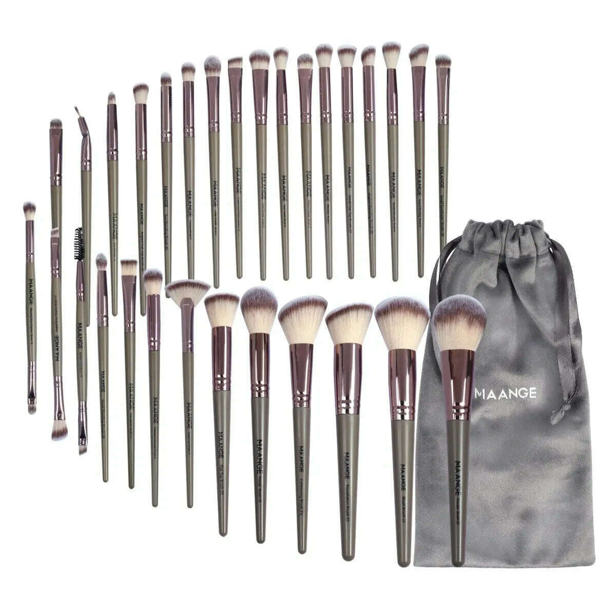 MAANGE 30pcs Professional Makeup Brush Set Foundation Concealers Eye Shadows Powder Blush Blending Brushes Beauty Tools with Bag - KIMLUD