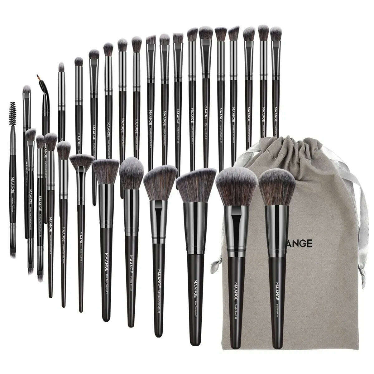 MAANGE 30pcs Professional Makeup Brush Set Foundation Concealers Eye Shadows Powder Blush Blending Brushes Beauty Tools with Bag - KIMLUD