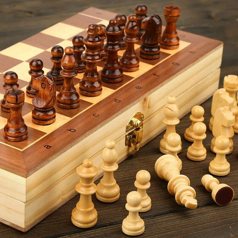 KIMLUD, Magnetic Wooden Folding Chess Set Felted Game Board 24cm*24cm Interior Storage Adult Kids  Gift Family Game Chess Board, KIMLUD Womens Clothes