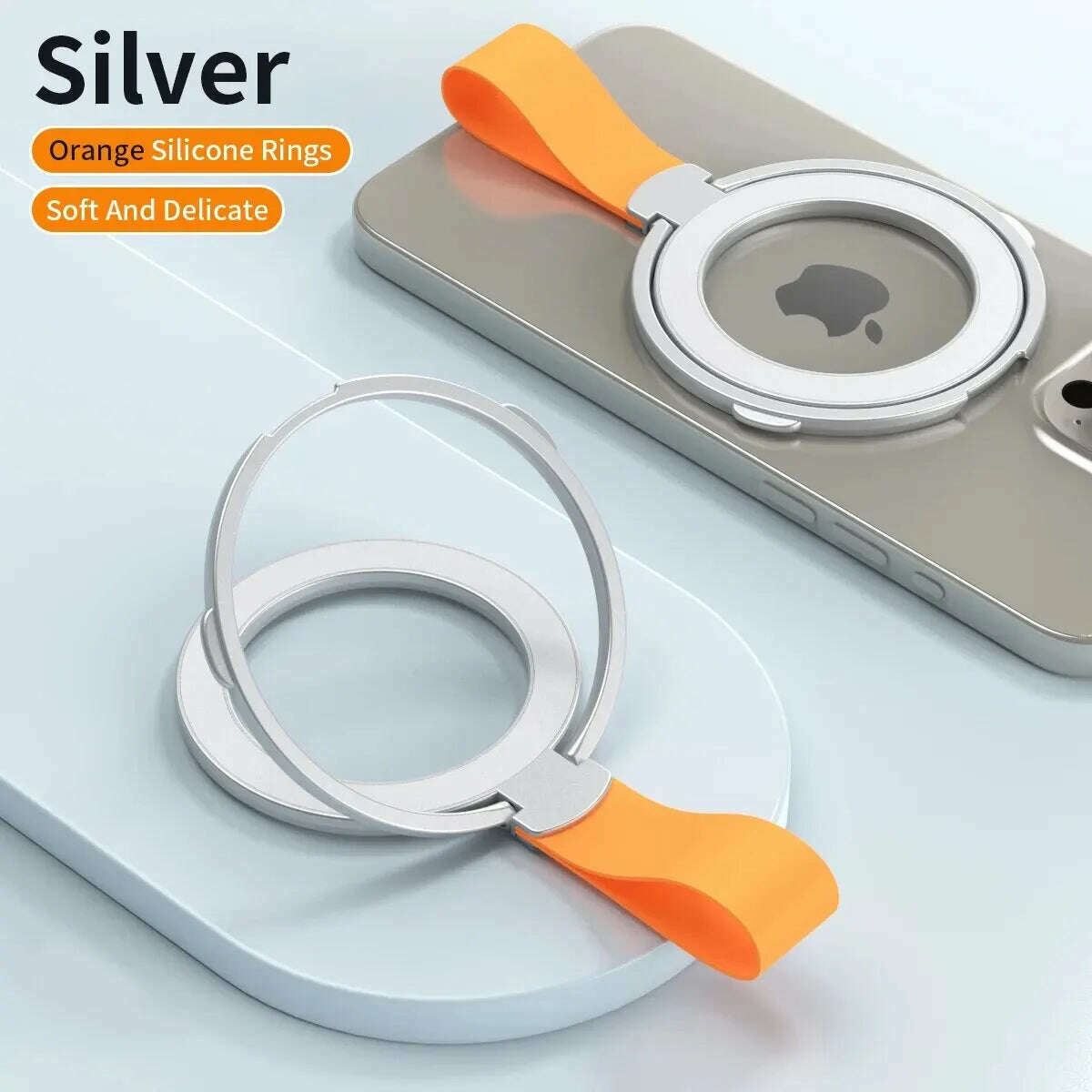 MagSafe Magnetic Ring Phone Holder with Silicone Cord Rotating Kickstand for Iphone15 14 13 12 Series Desktop AlloyBuckle Stand - KIMLUD