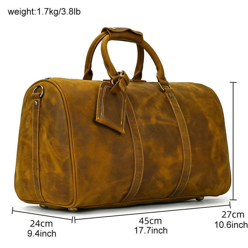 KIMLUD, MAHEU Men Genuine Leather Travel Bag Travel Tote Big Weekend Bag Man Cowskin Duffle Bag Hand Luggage Male Handbags Large 60cm, Light Brown(45cm) / China, KIMLUD APPAREL - Womens Clothes