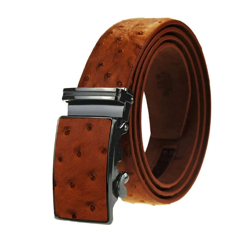 KIMLUD, Maikun Luxury Leather Belt for Men Original Designt Ostrich Grain Automatic Buckle Belt Ceinture Homme Cinto Masculino, KIMLUD Womens Clothes