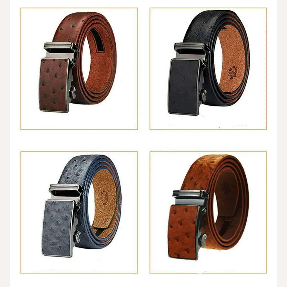 Maikun Luxury Leather Belt for Men Original Designt Ostrich Grain Automatic Buckle Belt Ceinture Homme Cinto Masculino - KIMLUD